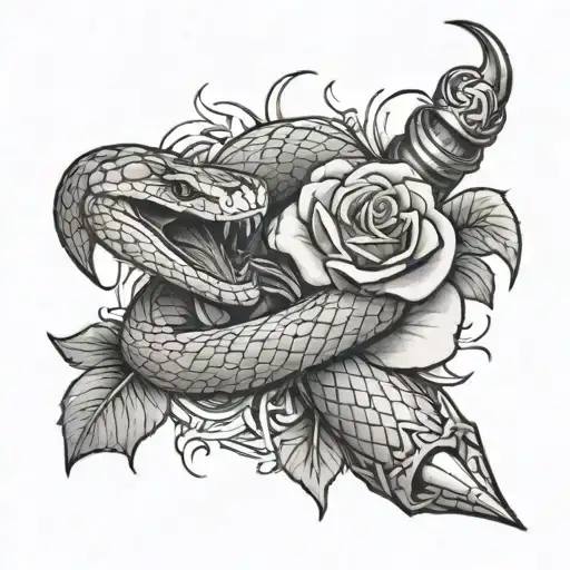 Snake A Dagger An A Rose