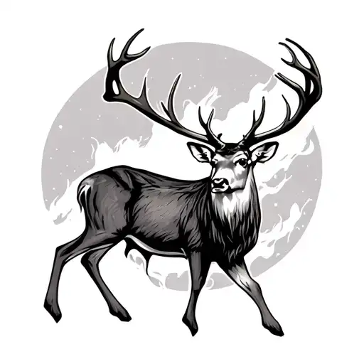 Deer In The Thunder Vector