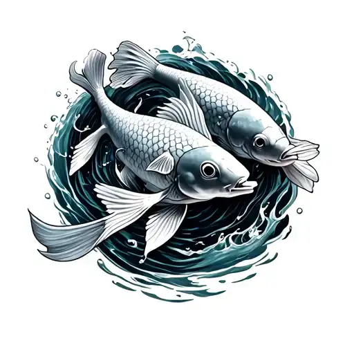 A Single Koi Fish Swimming Upstream