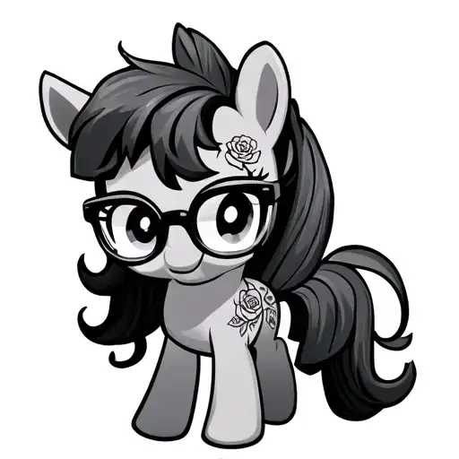 Full Body Cartoon Pony Horse With Glasses And Rose Cutie Mark