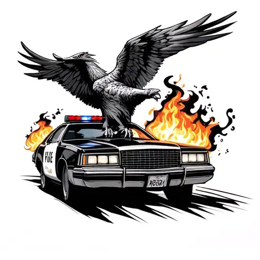 Pheonix Carrying Burning Cop Car Driving