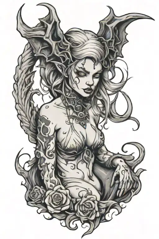 Bloody Topless Demon Girl