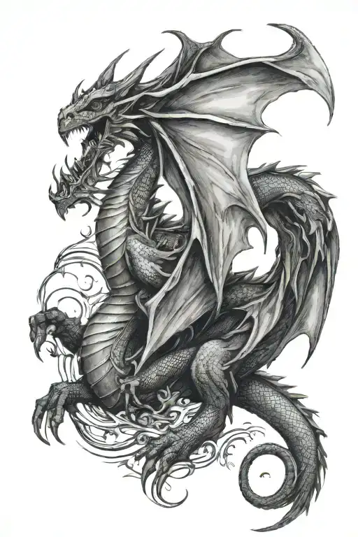 Dragon With Wings Flying