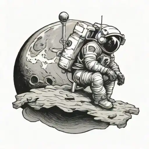 Astronaut Sitting On The Moon