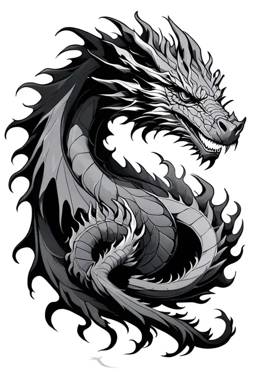 Single Line Dragon Breathing Fire