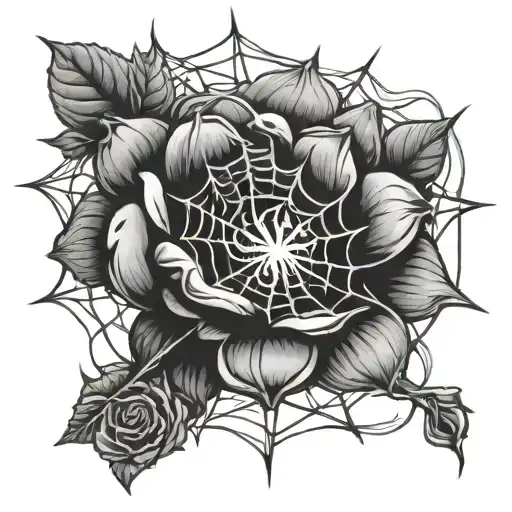Rose & Spider Webs