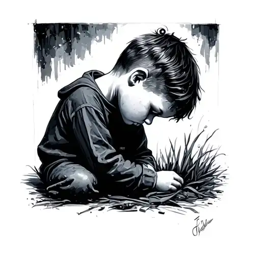 Little Boy Loss In The Dark By Herself In The Corner