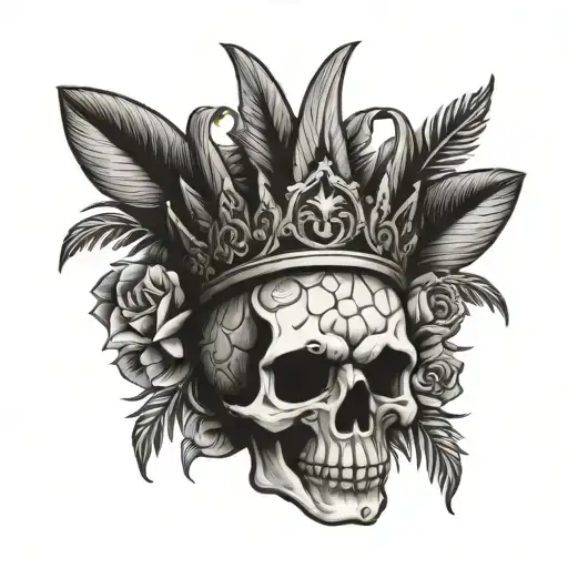 Pineapple Skull Wearing A Crown
