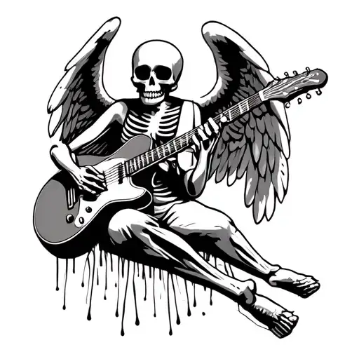 1970 With Skeleton Angel Playing A Guitar Sunshine