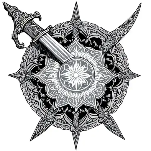 Celestial Dagger With A Mandala Behind It