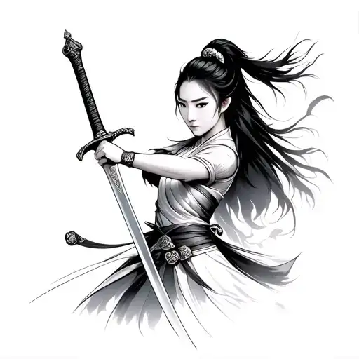 Mulan Holing A Sword