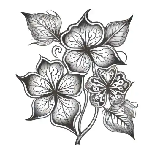 5 Clover Leaf And Band Tattoo Design