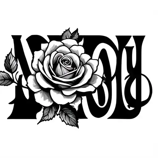 The Word Melody With A Rose Stem Going Through It With The Actual Flower At The End