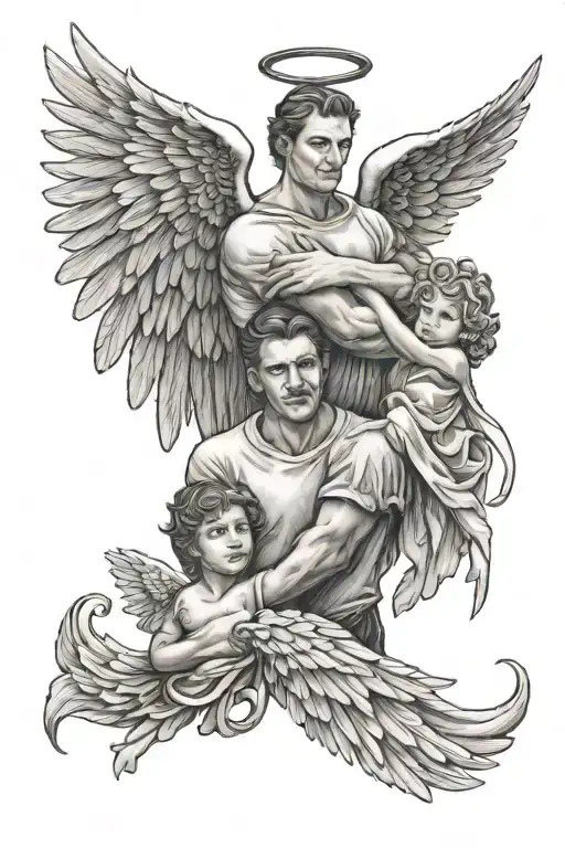 Dad With Angel Wings Son And Mom