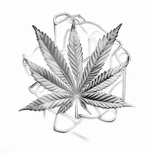 A Marijuana Leaf Intertwined With A Bicycle Chain