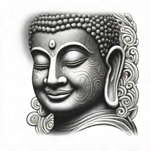 Black Smilling Buddha Face