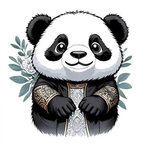 Panda With Monocel Suit And Sigar