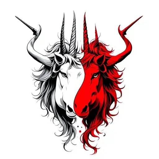 The Last Unicorn Vs The Red Bull In Yin Yang Style