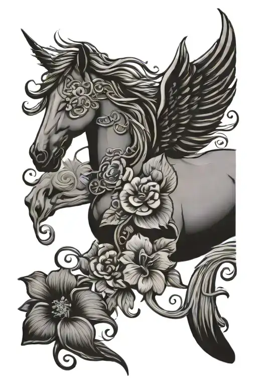 Horse And Hibiscus Flower With Celtic Angel