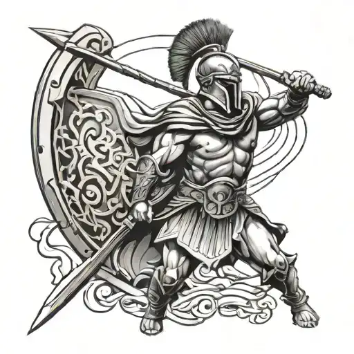 Defeated Spartan With A Spear