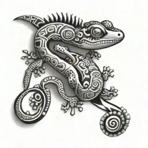 Small Gecko In Aztec Style