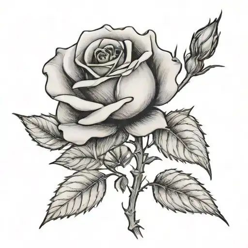 Subtle Single Rose With The Name Rosie Next To The Stem Rose