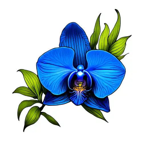 Draw Me A Tattoo With A Blue Orchid And A Well