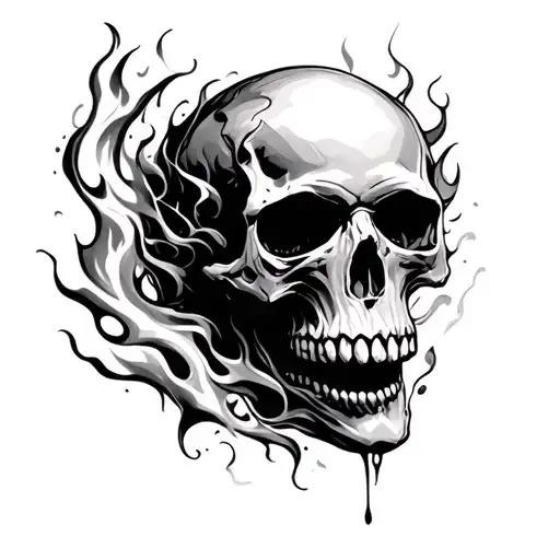 Skull With Long Fire Trail