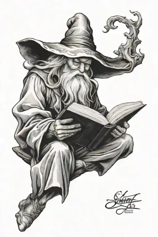 Old Wizard Reading A Book