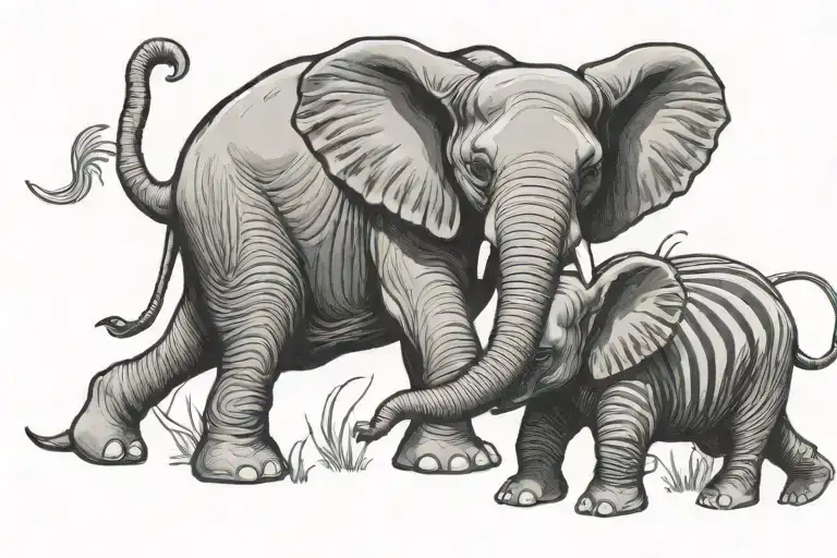 Elephant And Skunk Playing