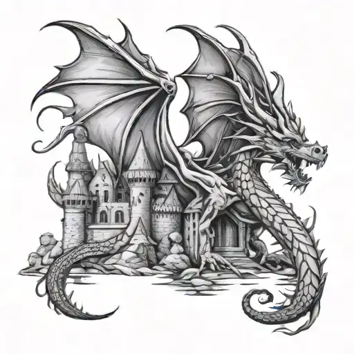 Dragon On Castle