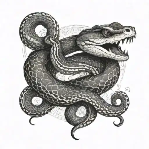 A Detailed Portrait Of A Snake On Its Back With Intricate Patterns And Designs