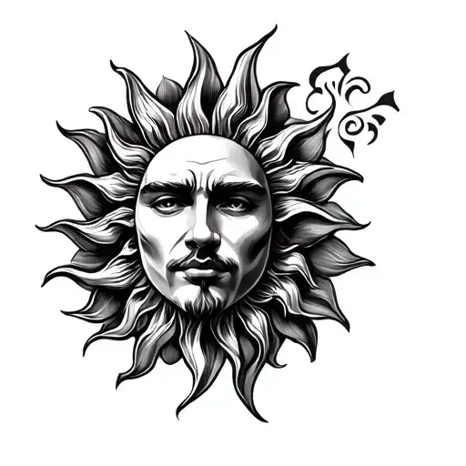 Sun Man Face Tattoo Design Combining Elements