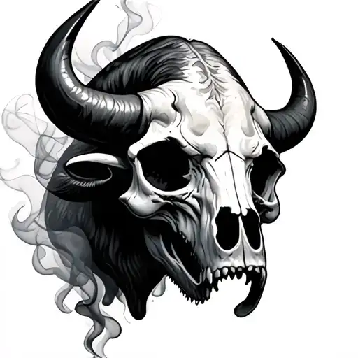Buffalo Skull With Smoke