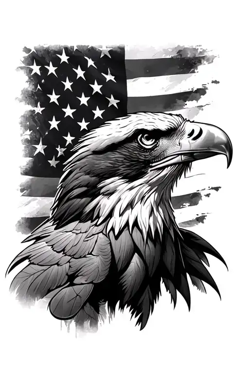 Eagle And American Flag Intertwined