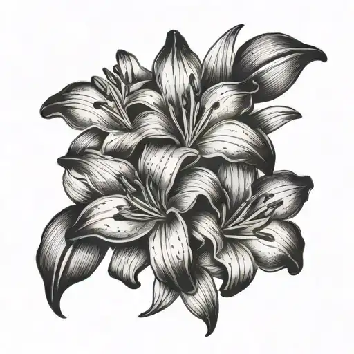 Lily Flower And Freesia Flower Intertwined