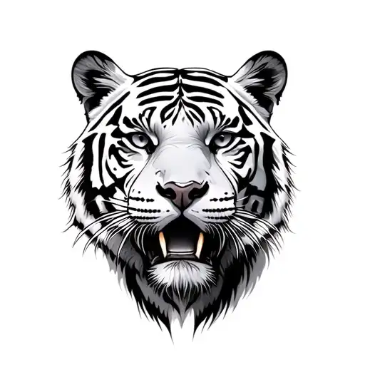 A White Tiger Head Realism Front View