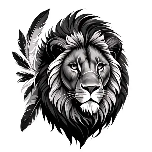 Lion Indian Feathers