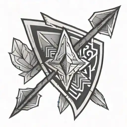 Generate Image Of Forraram Tattoo Design Of An Arrowhead With A Geometric Pattern Around The Arrow