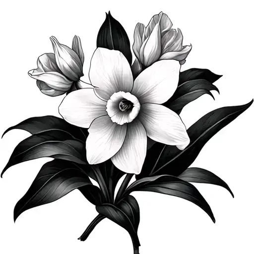 Narcissus Flower Large Black Leaves