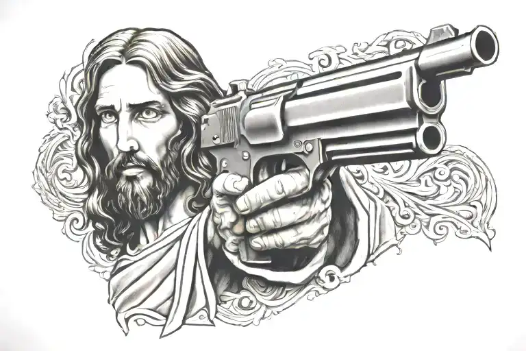Jesus With 1911 Gun