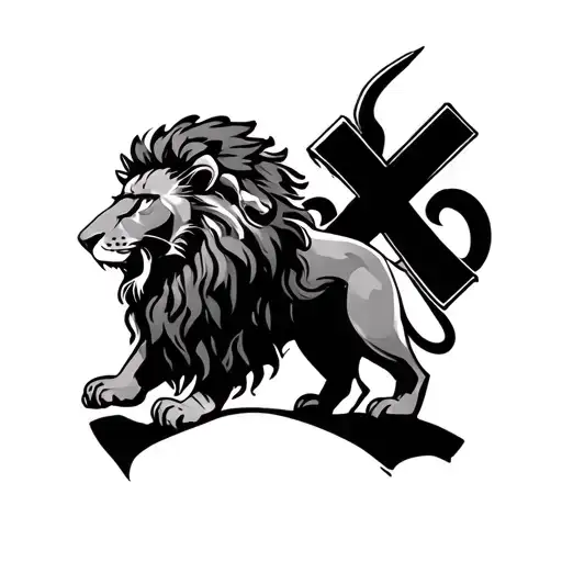 Lion With Cross And A Warrior