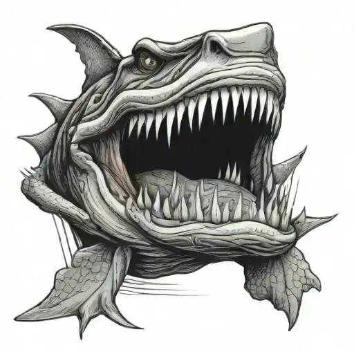 Shark With Big Teeth Vs Crocodile