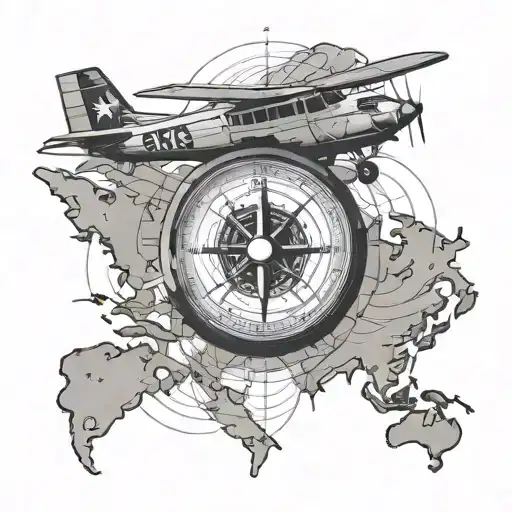 Compass And World Map And Cessna 172
