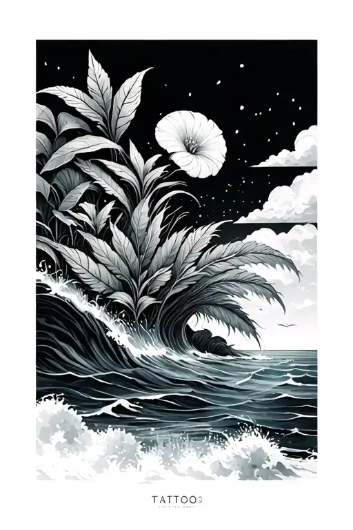 Nature Plants To Ocean Water Flowing