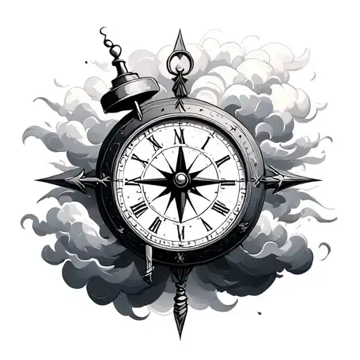 Clock Compass Clouds Forming The Shape