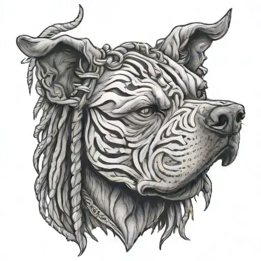 Dreadhead Warrior With A Pitbull