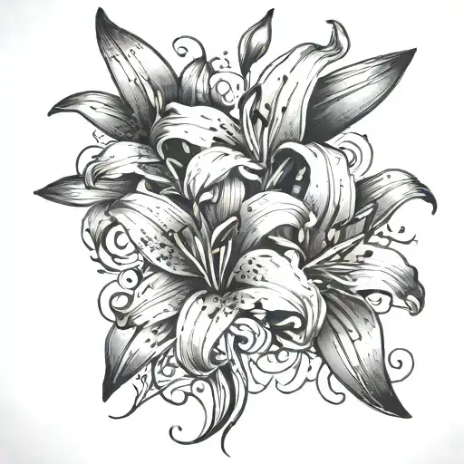 Lily Flower With The Word Saudade Underneath There