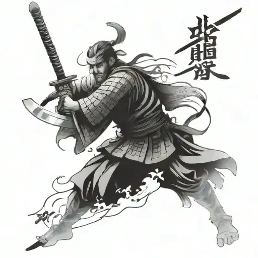 Samurai With The Word Relentless Above Him