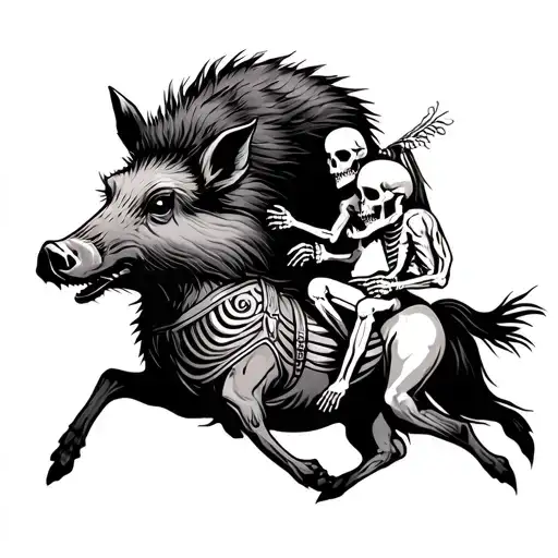 Wild Boar And Skeleton Riding
